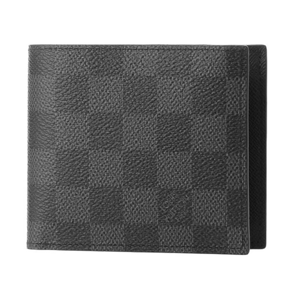 Louis Vuitton Bifold Wallet Damier Portefeuille Canvas Leather Graphite Black